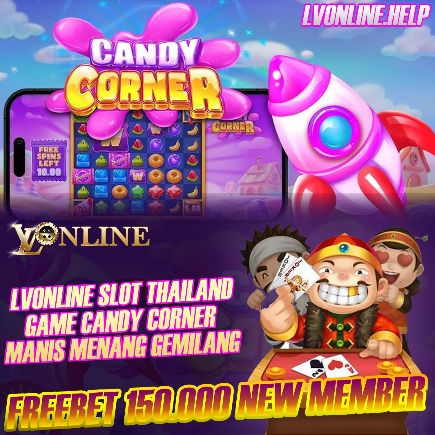 LVONLINE Slot Thailand Game Candy Corner Manis Menang Gemilang